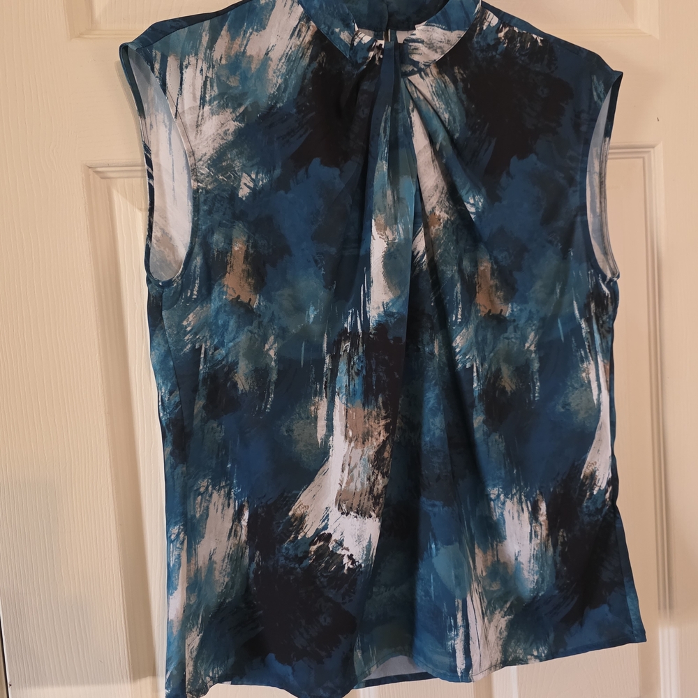 Calvin Klein Teal Navy Brushstroke Sleeveless Camisole